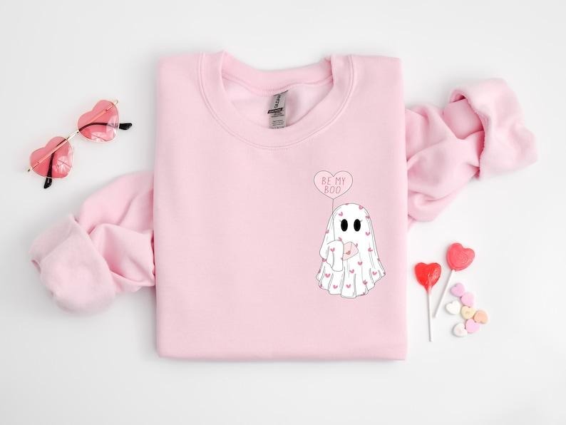 Be My Boo Sweatshirt, Ghost Sweater, Valentines Day Hoodie, Ghost Sweatshirt, Women Valentines Day Sweatshirt, Heart ...
