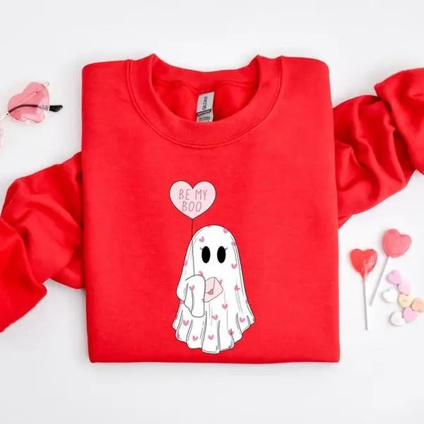 Be My Boo Sweatshirt, Ghost Sweater, XOXO Sweatshirt, Women Valentines Day Sweatshirt, Heart Sweatshirt T-Shirts, Hoodie