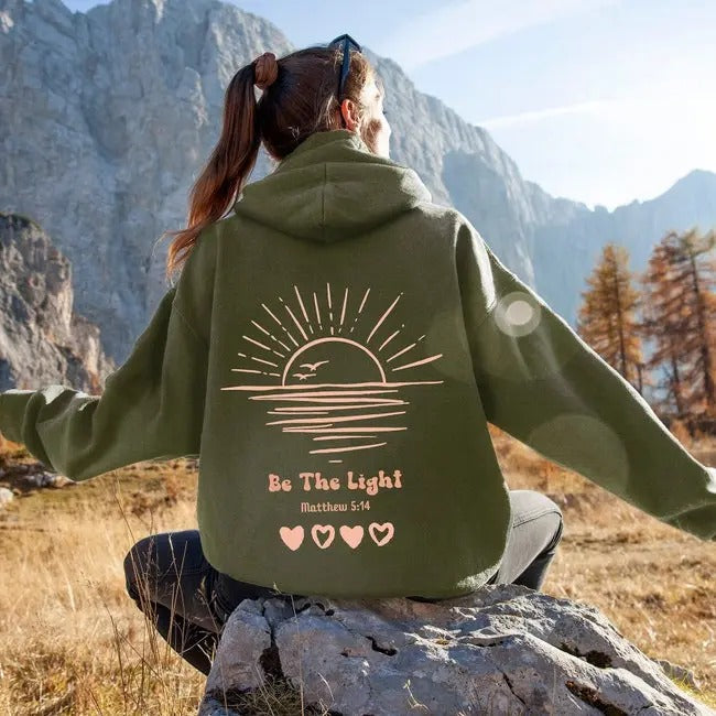 Be The Light Matthew 5 14 Hoodie, Christian Hoodies, Aesthetic Hoody Christian Gift Bible Verse Sweater Trendy Religious...