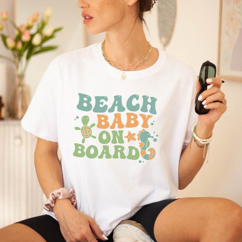 Beach Baby On Board Shirt, Pregnancy Announcement Shirt, Summer Baby Reveal Shirt, Pregnant Mom Vacation Shirt, Maternity...