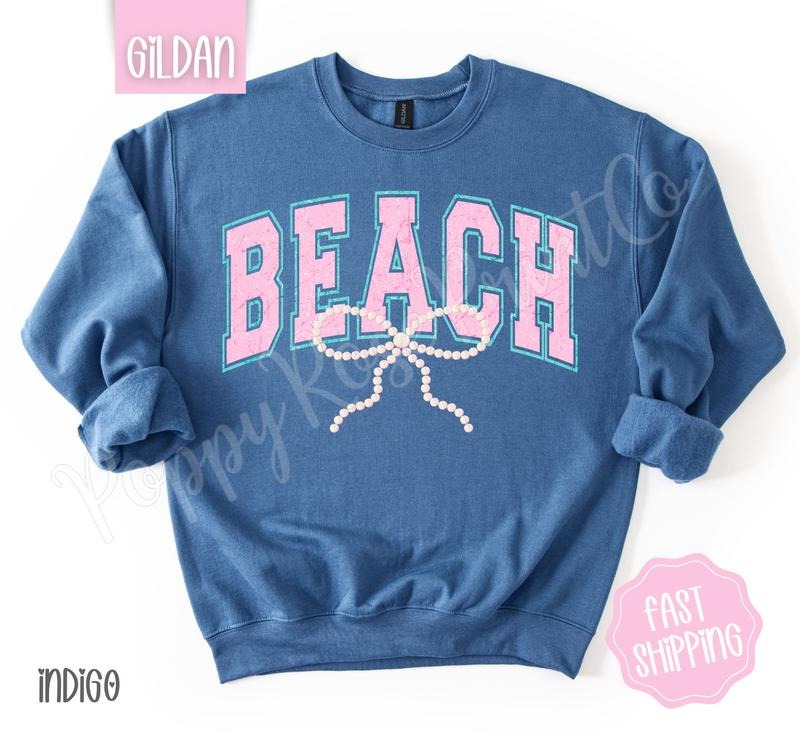 Beach Bow Sweatshirt, Cute Summer Sweater, Girly Beach Crewneck T-Shirts, Hoodie | TeeBloomCo.com