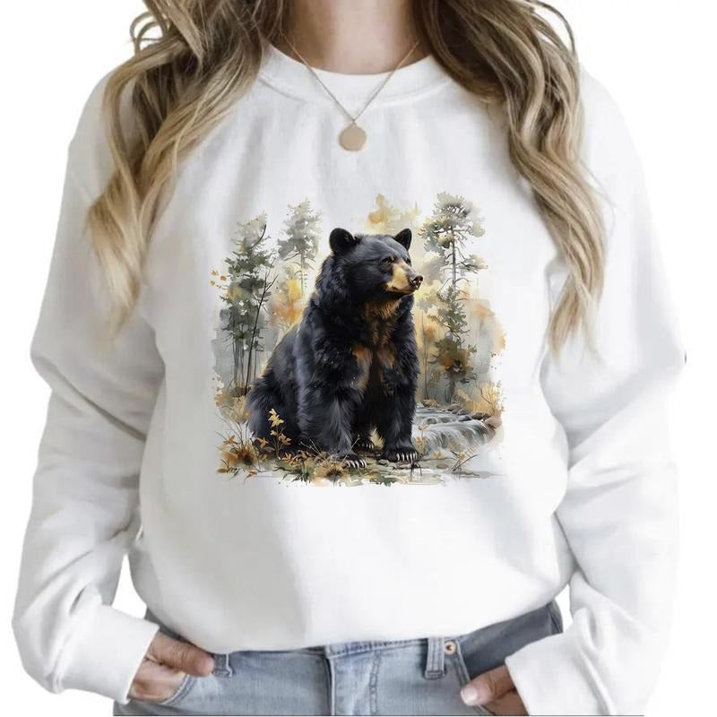 Bear and Mountain Forest Sweatshirt Cute Unisex, Hunting Season National Day Hoodie T-shirt, Many More Designs 1 Cotton...