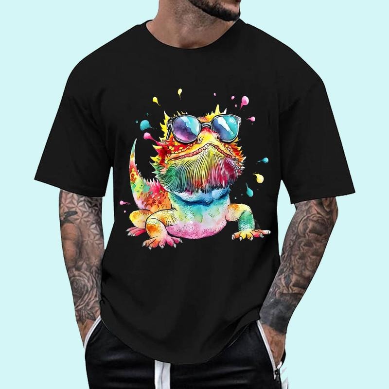 Bearded Dragon Men Woman Colorful Watercolor Bearded Dragon Unisex T-Shirt, Cotton 100%, Top Trending Fashion Hoodie,...