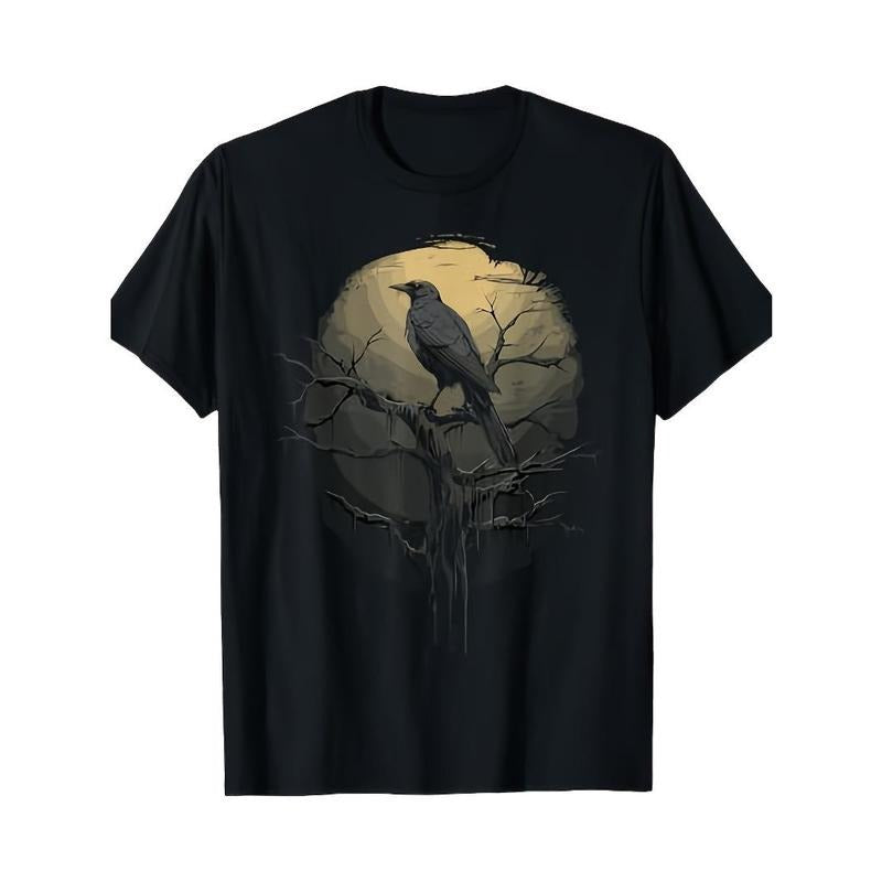 Beautiful Black Crow Raven Bird Silhouette T-Shirt Made in USA Hoodie, Sweatshirt | TeeBloomCo.com