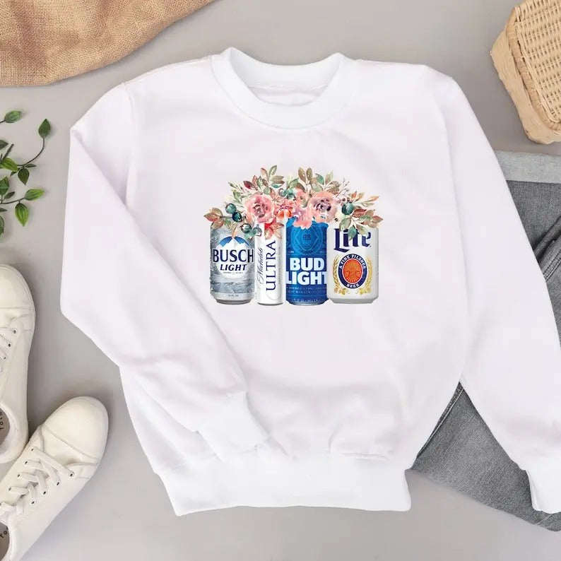 Beer Sweatshirt, Floral Beer  sweater and hoodie T-Shirts | TeeBloomCo.com