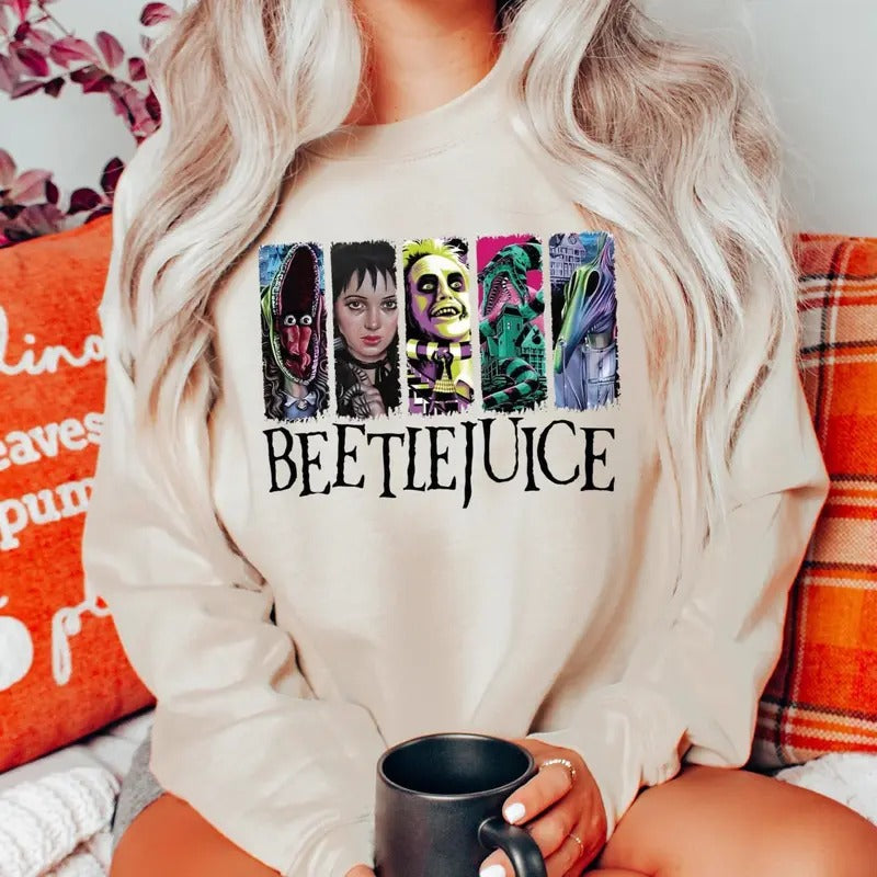 Beetlejuice Halloween Sweatshirt, Halloween Movie T-Shirt, Halloween Character Beetlejuice Sweater Oversized Hoodie