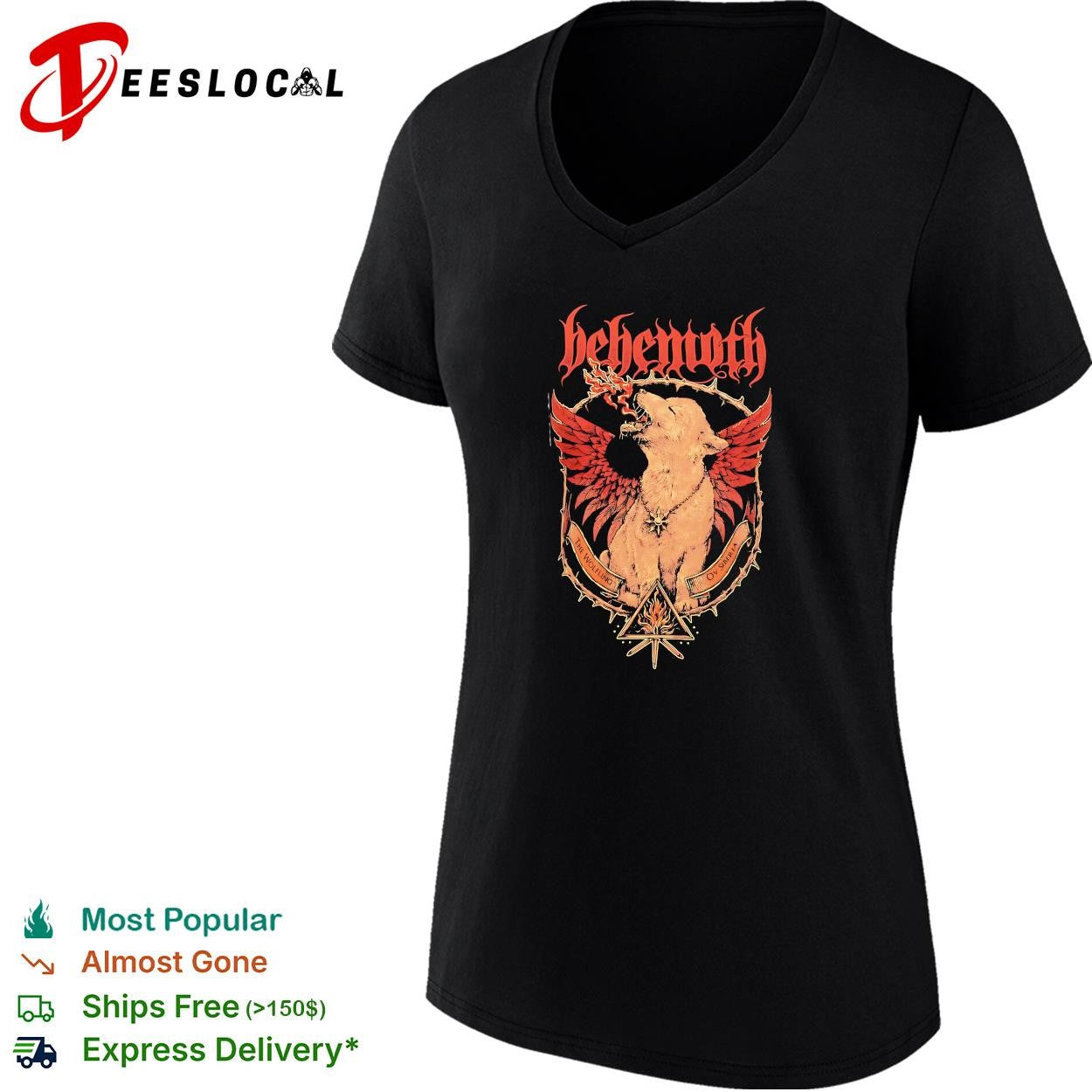 Behemoth The Wolfling Ov Siberia Fire Wings Wolf Sun Sigil Black Metal Music shirt