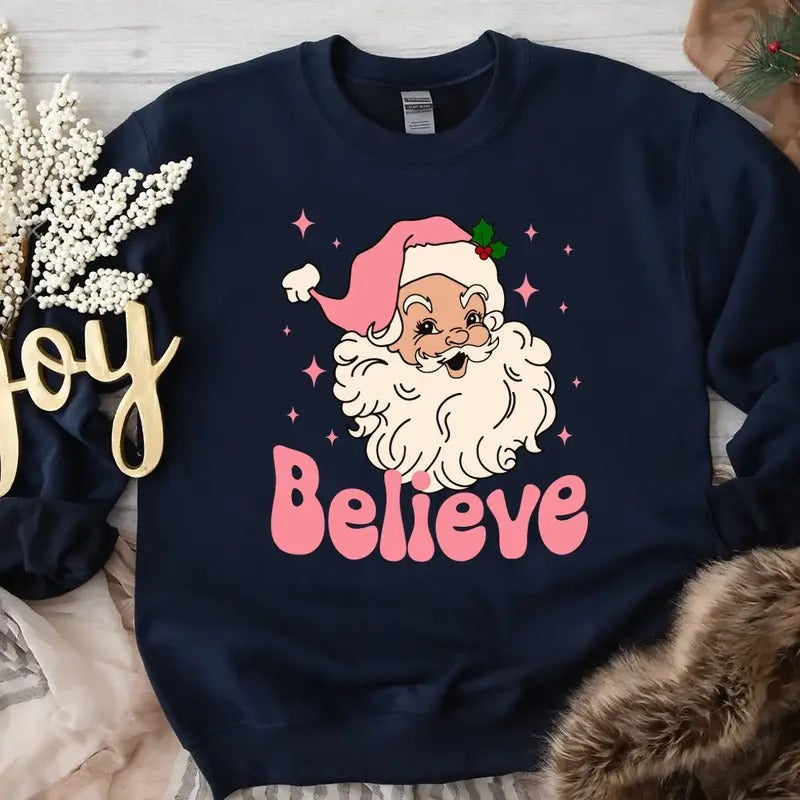 Believe Christmas Sweatshirt - Unisex Cotton Crewneck Sweatshirt - Fabric Classic Menswear T-Shirts, Hoodie | TeeBloomCo.com