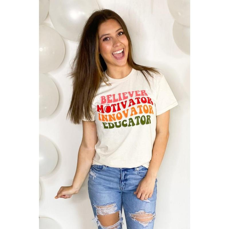 Believer, Motivator, Innovator, Educator Teacher T-Shirt Hoodie, Sweatshirt | TeeBloomCo.com