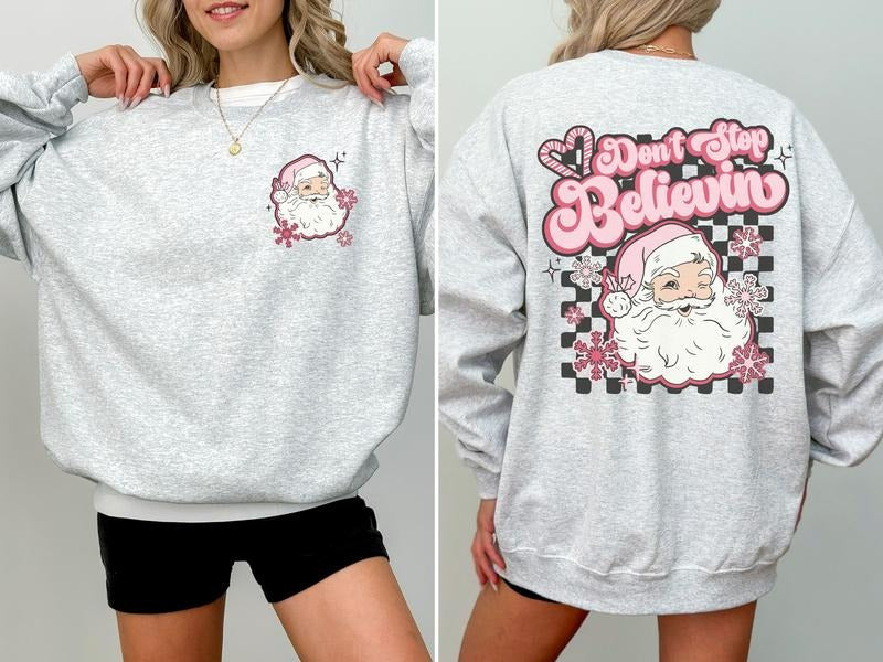 Believing Retro Santa Claus Sweatshirt T-Shirts, Hoodie | TeeBloomCo.com