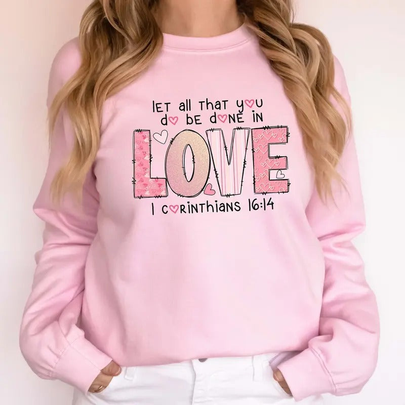 Bible Verse Sweatshirt, Valentine Christian Sweatshirt, He Loved Us First Sweatshirt, Christian Gift, Christian Women...