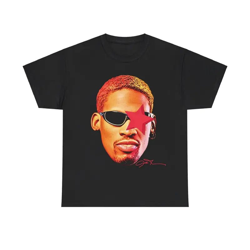 Big FACE Dennis Rodman TEE Print Short Sleeve T-Shirt Hoodie, Sweatshirt | TeeBloomCo.com