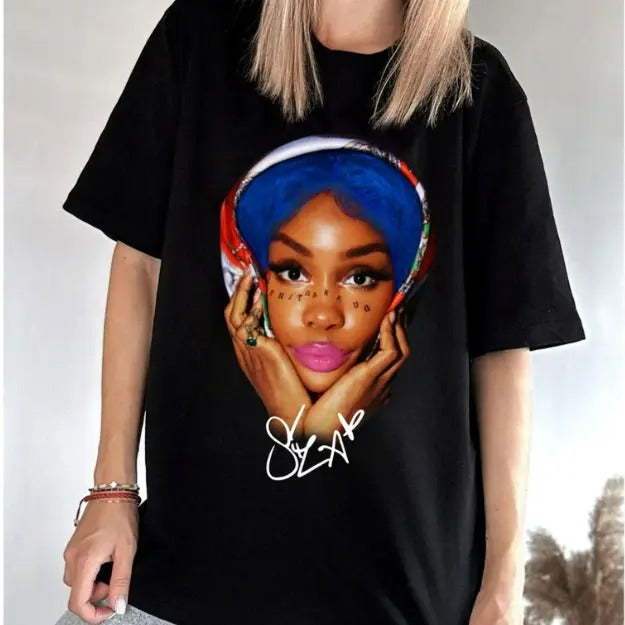 Big Face SZA Blue Hair Graphic Tee Shirt, SZA SHirt Hoodie, Sweatshirt | TeeBloomCo.com