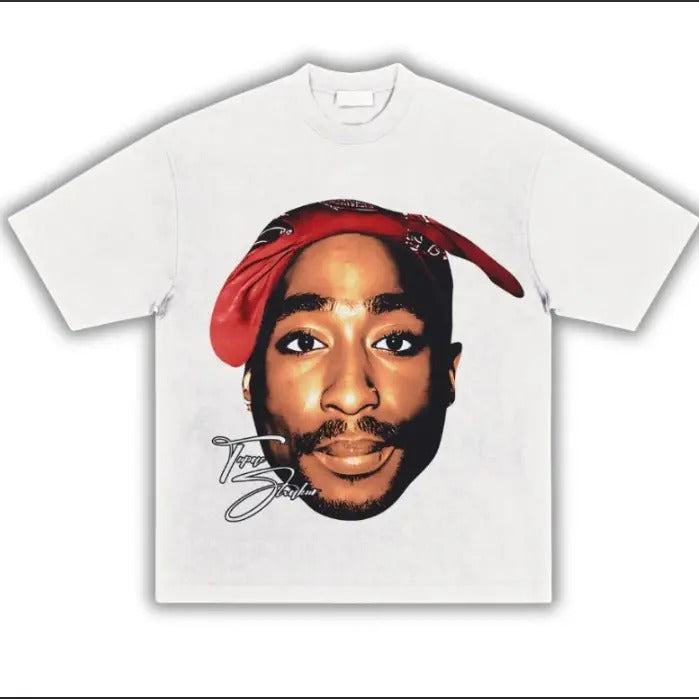 Big Face Tupacc Rap T-Shirt - Men's Cotton Tee - Classic Hoodie, Sweatshirt | TeeBloomCo.com