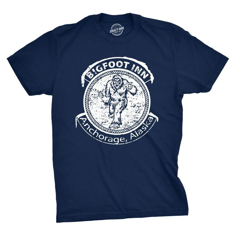 Big Foot Inn T Shirt Funny Dive Bar Pub Sasquatch Drinking Graphic Tee Mens Funny T Shirts Cool Tees Soft Stylish Casual...