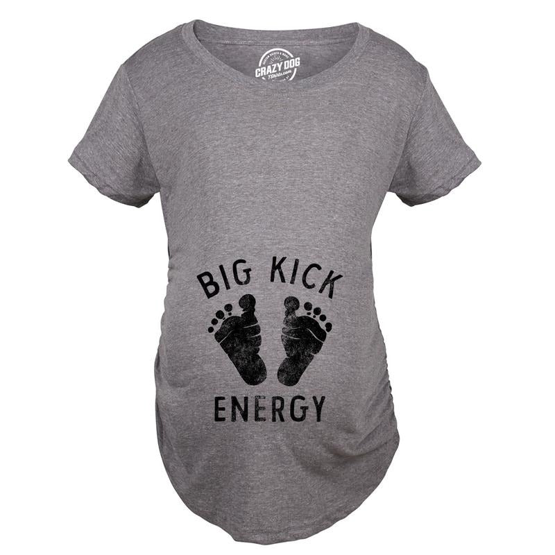Big Kick Energy Maternity T Shirt Funny Kicking Baby Pregnancy Joke Tee For Ladies Funny Graphic Maternity Tee Cute...