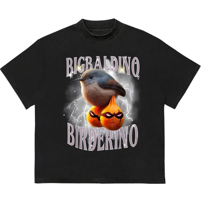 Bigaldino Birderino T-Shirt Cotton Comfort Unisex Graphic Design Unique T-Shirt Gift for Her Hoodie, Sweatshirt