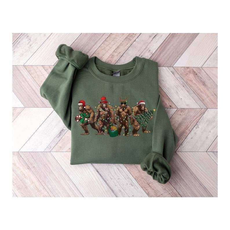 Bigfoot Christmas Lights Sweatshirt, Bigfoot Merry Christmas Shirt, Bigfoot Lover Xmas Shirt, Christmas Gifts, Women...