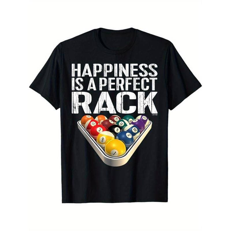 Billiards Print Men's Cotton T-shirt, Graphic Tee Men's Outdoor Clothes, Men's Clothing, Casual Short Sleeve Crew Neck...