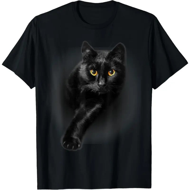 Black Cat Yellow Eyes T-Shirt Cats Tee Shirt Gifts T-Shirt made in usa Hoodie, Sweatshirt | TeeBloomCo.com