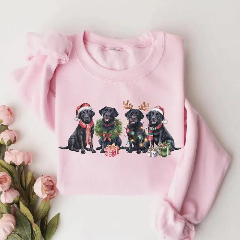 Black Labrador Sweatshirt, Xmas Dog Shirt, Christmas Dog Sweatshirt, Dog Mom Shirt, Dog Lover Gift, Funny Holiday Shirt,...