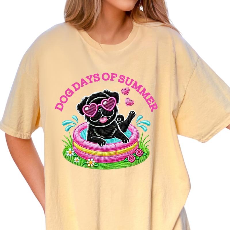 Black Pug Dog Days of Summer Shirt ~ Unisex Apparel Relaxed Fit Printed In The USA Clothing Womenswear Casual Comfort...