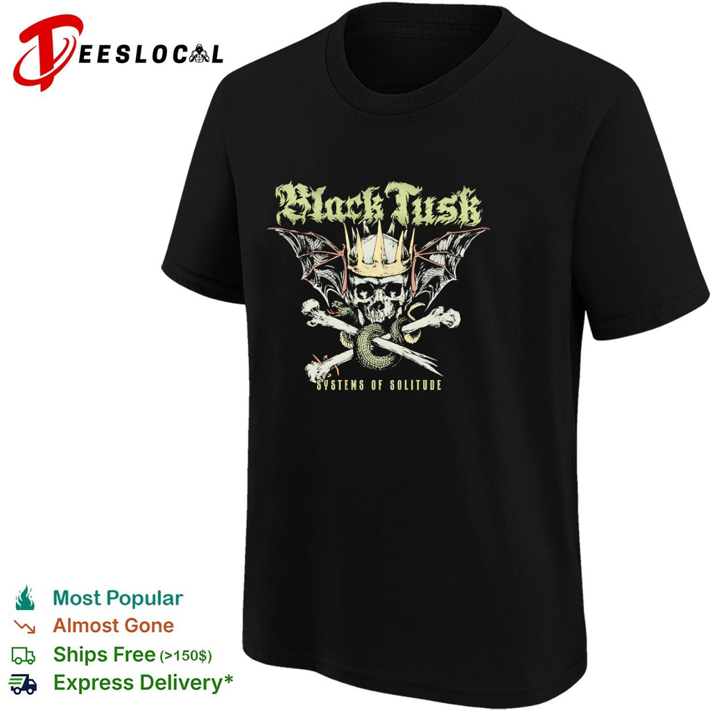 Black Tusk Systems of Solitude Crowned Skull Snake Wings Band Heavy Metal shirt