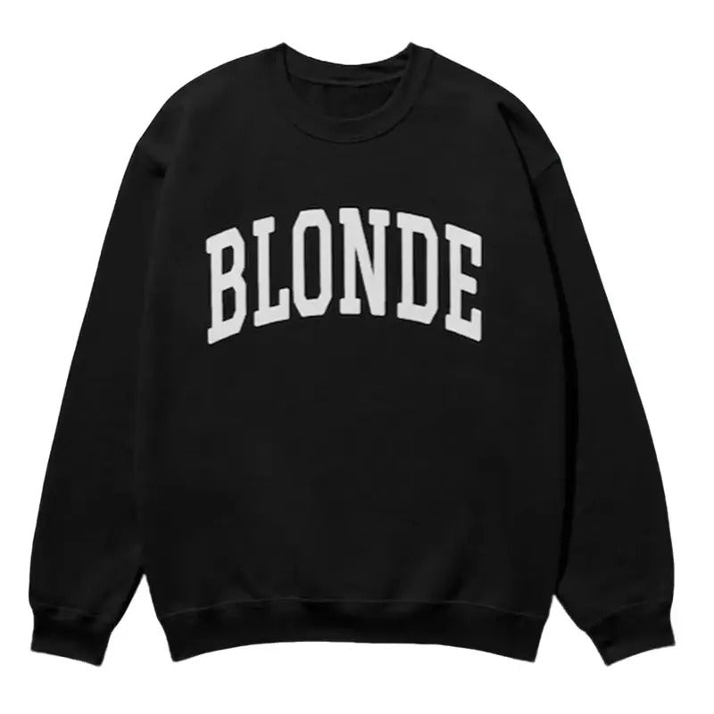 Blonde Sweatshirt Collegiate Crewneck Sweater Unisex Long Sleeve T-Shirts, Hoodie | TeeBloomCo.com