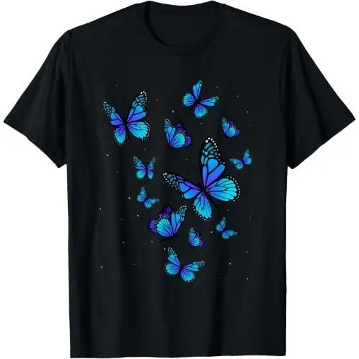 Blue Butterfly Art Garden Beautiful Butterflies T-Shirt Made in USA Hoodie, Sweatshirt | TeeBloomCo.com