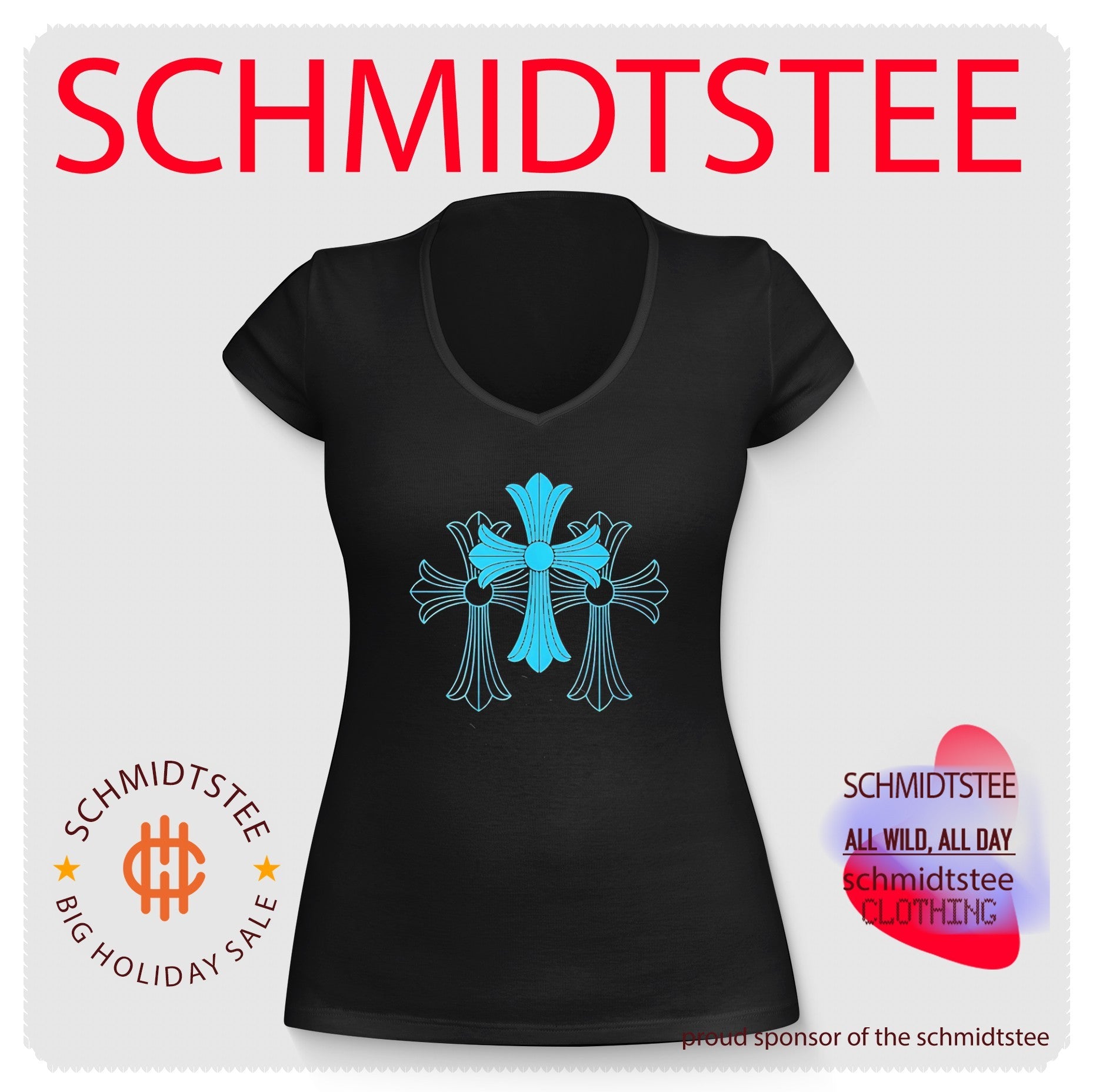 Blue Chrome Heart Cross Streetwear Luxury Fashion shirt