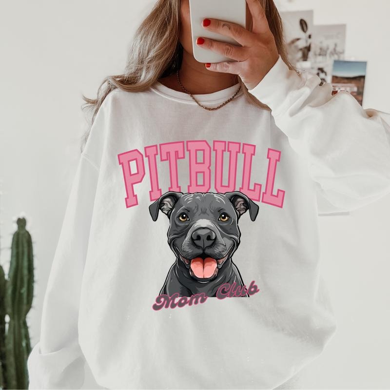 Blue Pitbull Mom Club Sweatshirt ~ Sweatshirt Unisex Apparel Relaxed Fit Printed in the USA Clothing Womenswear Casual...