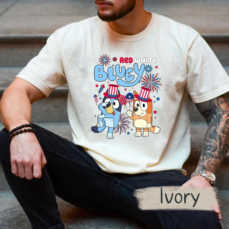 Bluey Shirt Red White Bluey Fourth of July Shirt Independence Day Shirt Bluey 4th of July Shirt Bluey Party In The USA...