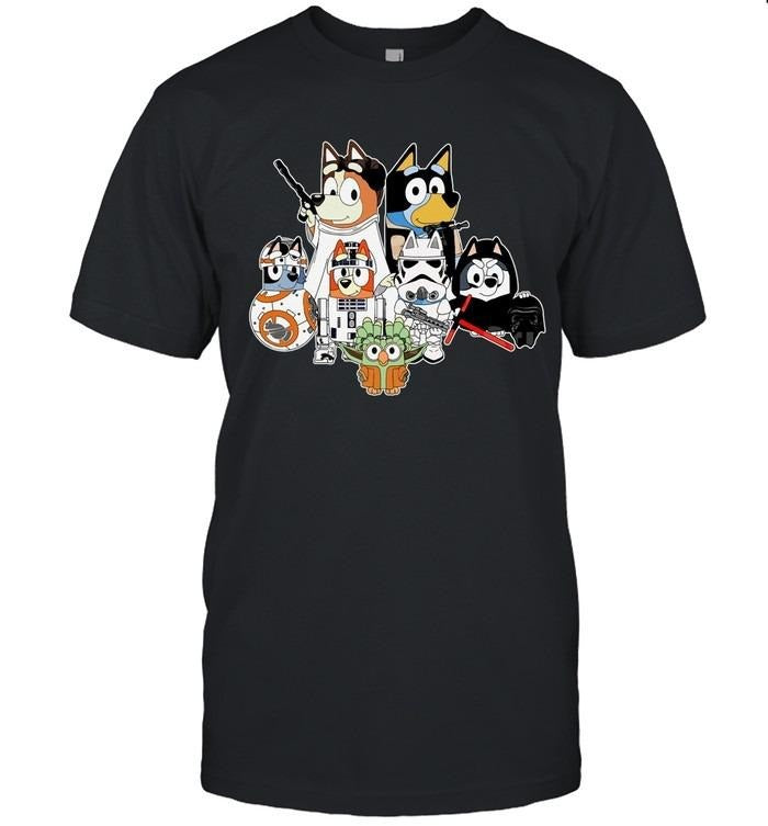 Bluey Star War Shirt-Unisex T-Shirt,  Fusion of alternative fashion and music culture, Embrace rebellion with iconic...