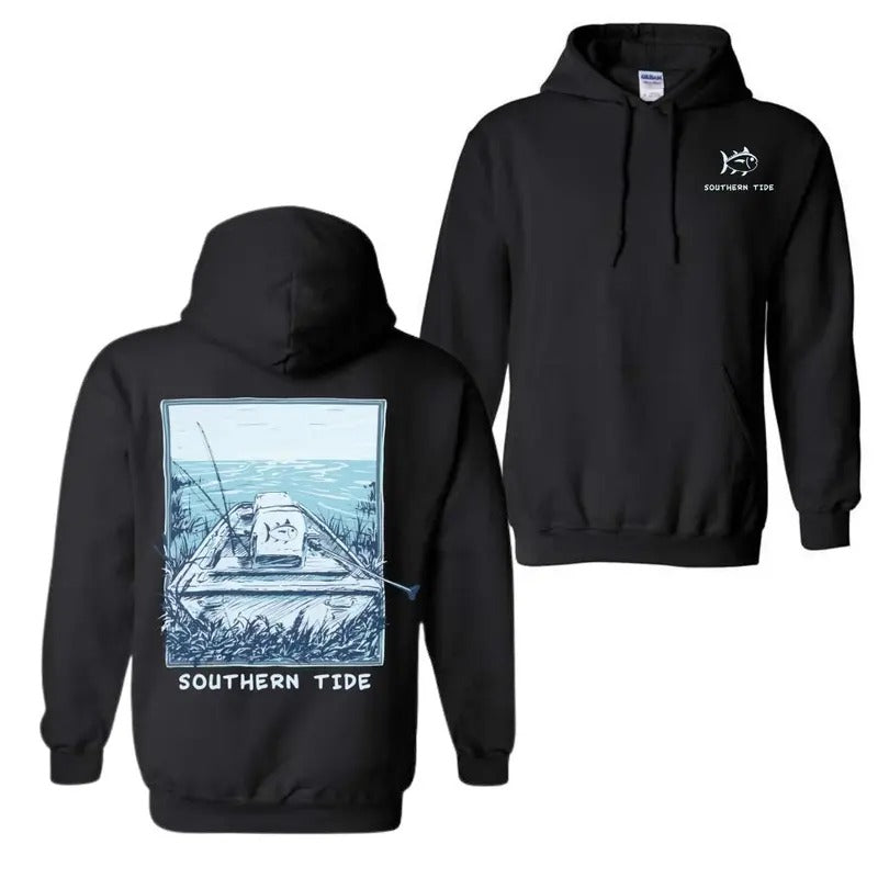 Boat Fishing T-Shirt, Hoodie 2 sides Trendy Shirt Full Color For men For women Sweatshirt | TeeBloomCo.com