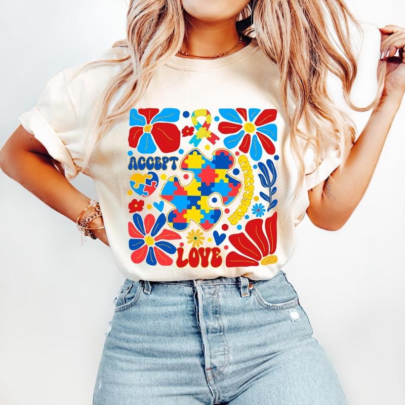 Boho Autism Awareness T-Shirt, Retro Autism T-Shirt, Autism Mama T-Shirt, Autism Advocate T-Shirt, Special Education,...