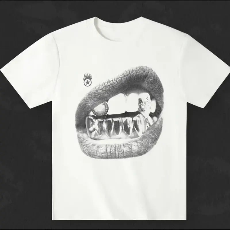 Bold Lip and Tooth Patch T-shirt, Black and White Edition Hoodie, Sweatshirt | TeeBloomCo.com