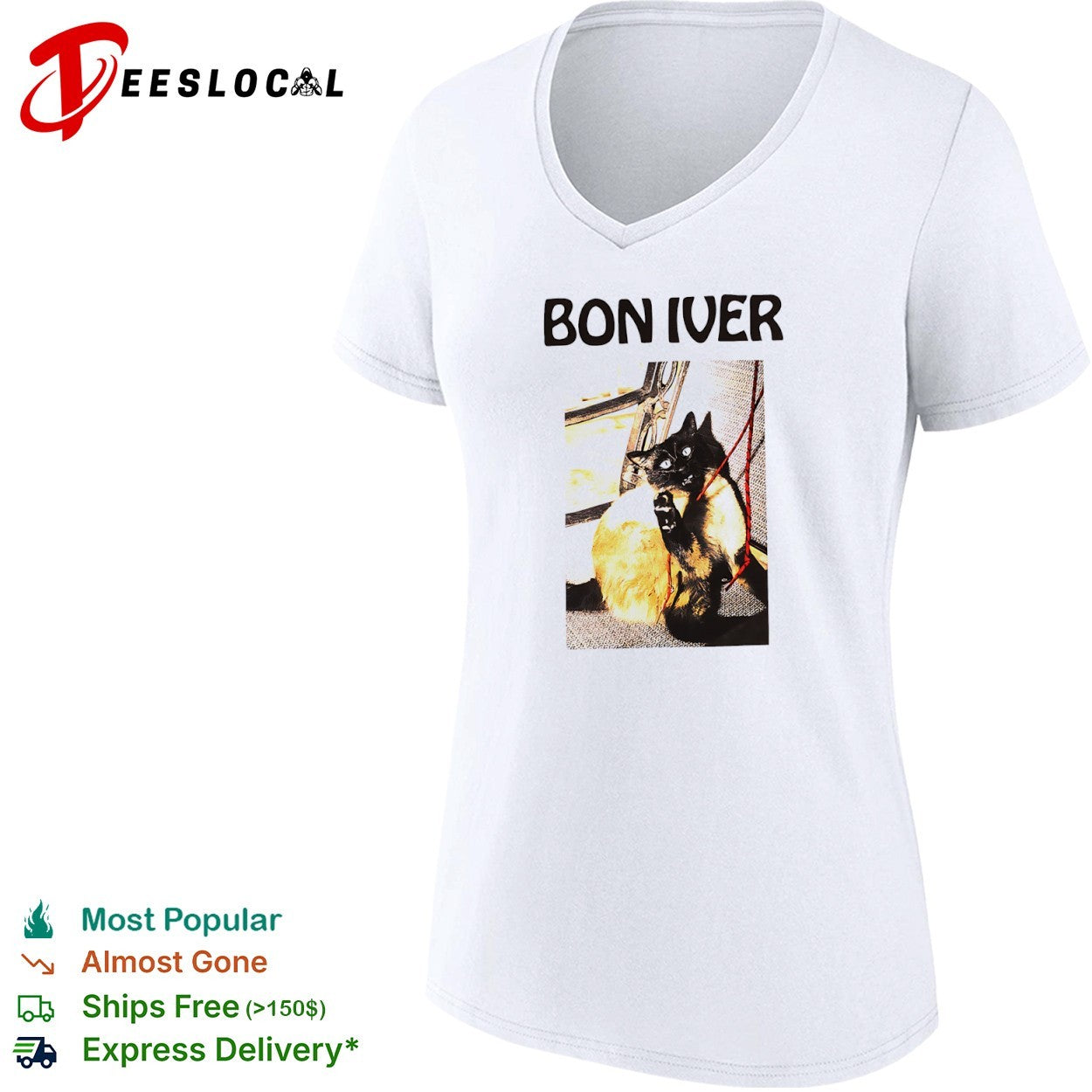 Bon Iver Cat Graphic shirt