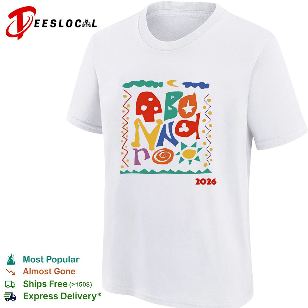 Bonnaroo Music Festival 2026 colorful folk art typography shirt