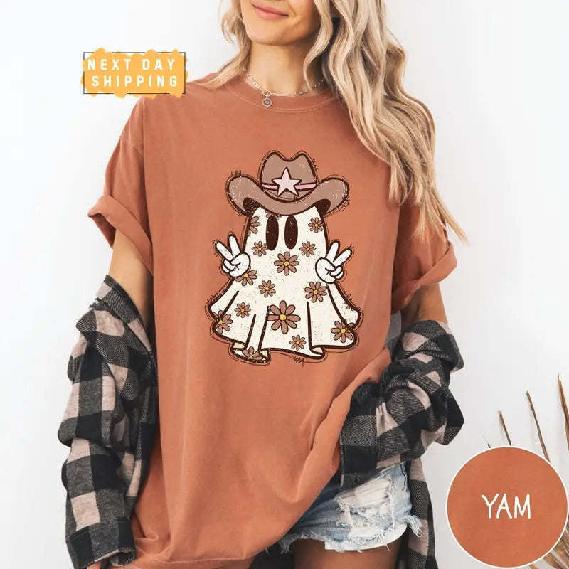 Boo Cowboy Ghost Holloween Retro Shirt, Western Holloween Shirt, Retro Fall Shirt, Cowboy Ghost Shirt, Spooky Season Tee...