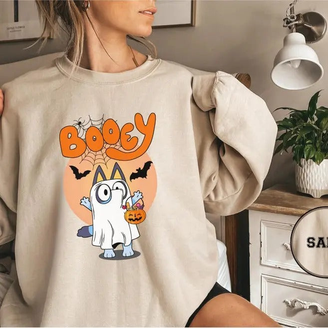 Booey Halloween Shirt, Cute Bluey Ghost T-Shirt, Funny Spooky Season Tee, Cartoon Dog Halloween Shirt, Trick or Treat...