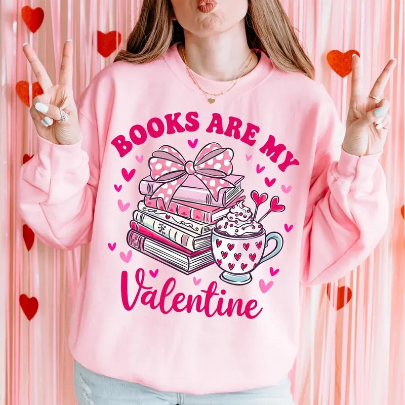 Book Lover Sweatshirt, XOXO Reading T-Shirt, Bookish Valentine Crewneck - Fabric, Cotton Hoodie | TeeBloomCo.com
