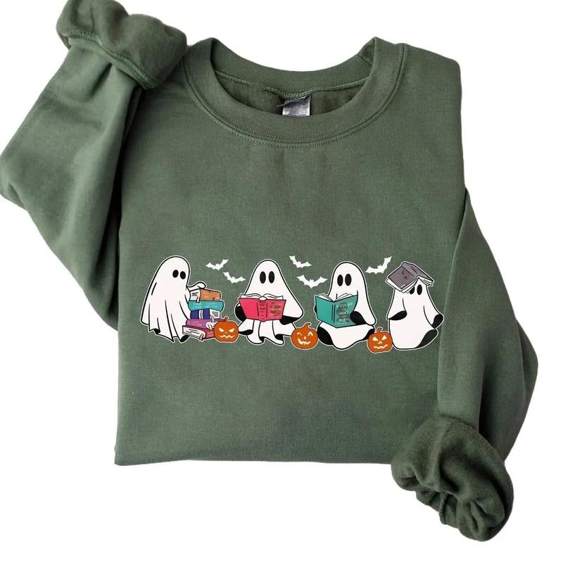 Bookish Ghost Halloween Sweatshirt Hoodie Tshirt, Halloween 2024 Gifts | TeeBloomCo.com