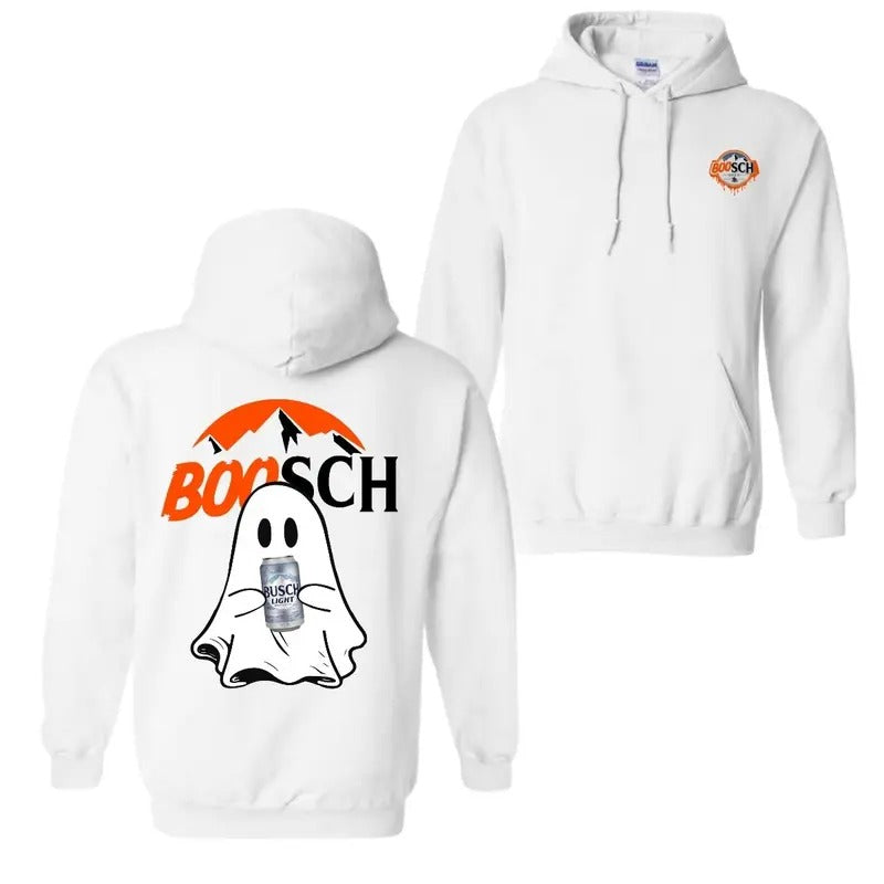Boosh Light Boo Ghost Cute Halloween 2 Sided T-Shirt, Busch Light Halloween Shirt For Men And Women, Halloween Cute Ghost...