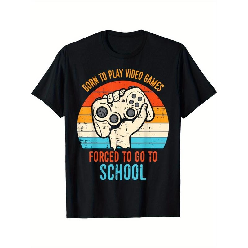 Born Play Video Games Forced School Funny Gamer T-Shirt made in usa Hoodie, Sweatshirt | TeeBloomCo.com
