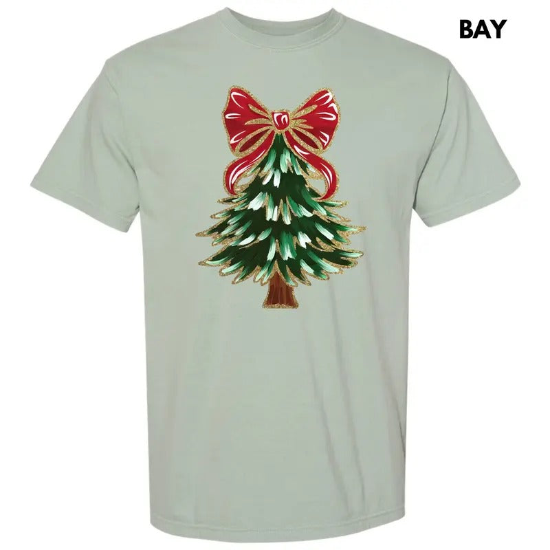 Bow Topped Christmas Tree Comfort Colors T-Shirt 'NLB' Hoodie, Sweatshirt | TeeBloomCo.com
