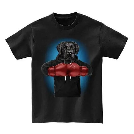 Boxing Black Labrador Dog, Martial Arts Warrior - Short Sleeve Unisex, Men, Women, Youth T-Shirt Made in USA Hoodie,...