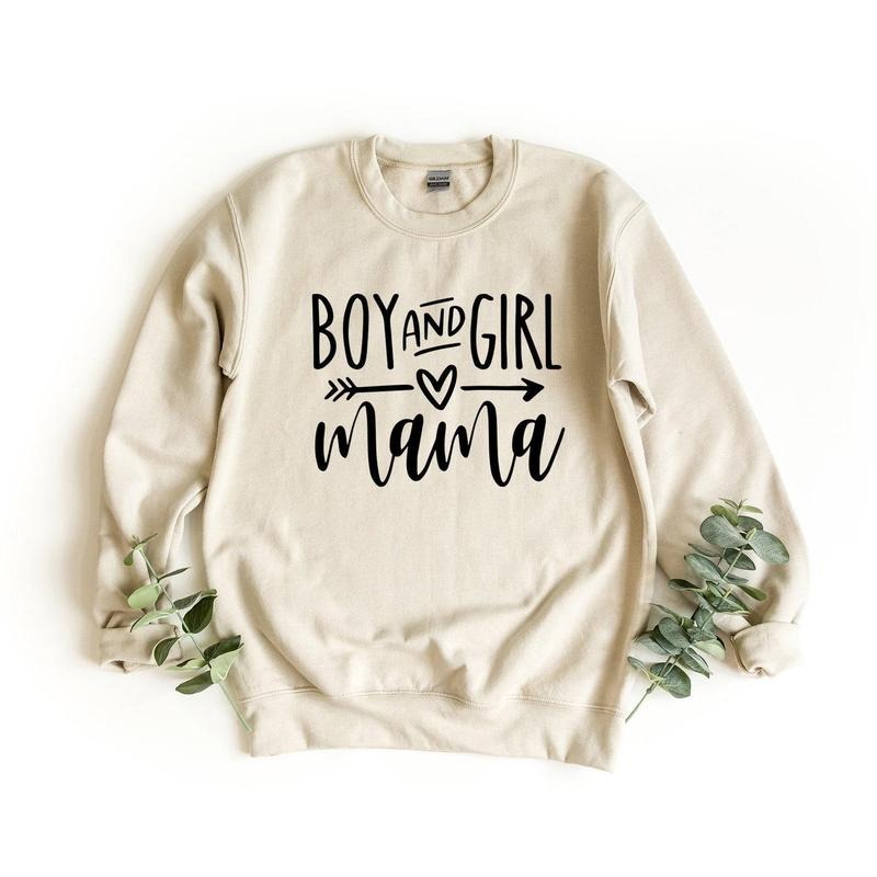 Boy And Girl Mama Sweatshirt, Gift For Mom, Mothers Day Gift, Girl Mama Pullover, Boy Mama Crewneck, Mom Life Sweatshirt...