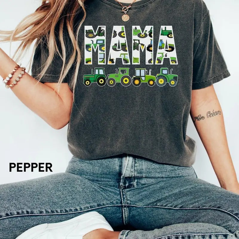 Boy Mama Shirt, Tractor Shirt, Green Tractor Mom, Boy Mother, Mommy Shirt Hoodie, Sweatshirt | TeeBloomCo.com