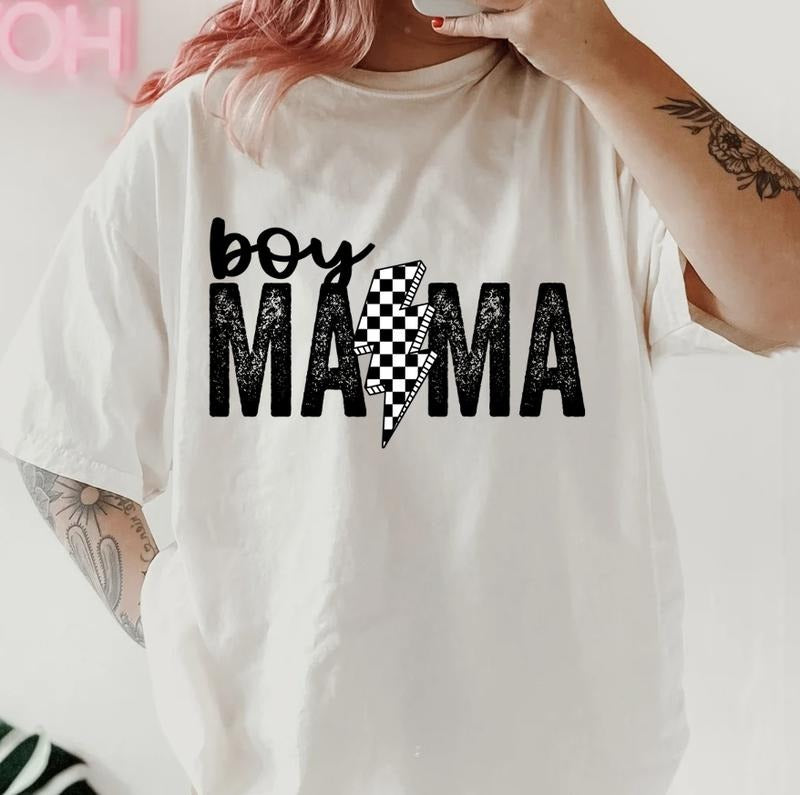 Boy Mama bolt Shirt #1~ Unisex Apparel Relaxed Fit Printed In The USA Clothing Womenswear Casual Comfort Cotton Top...