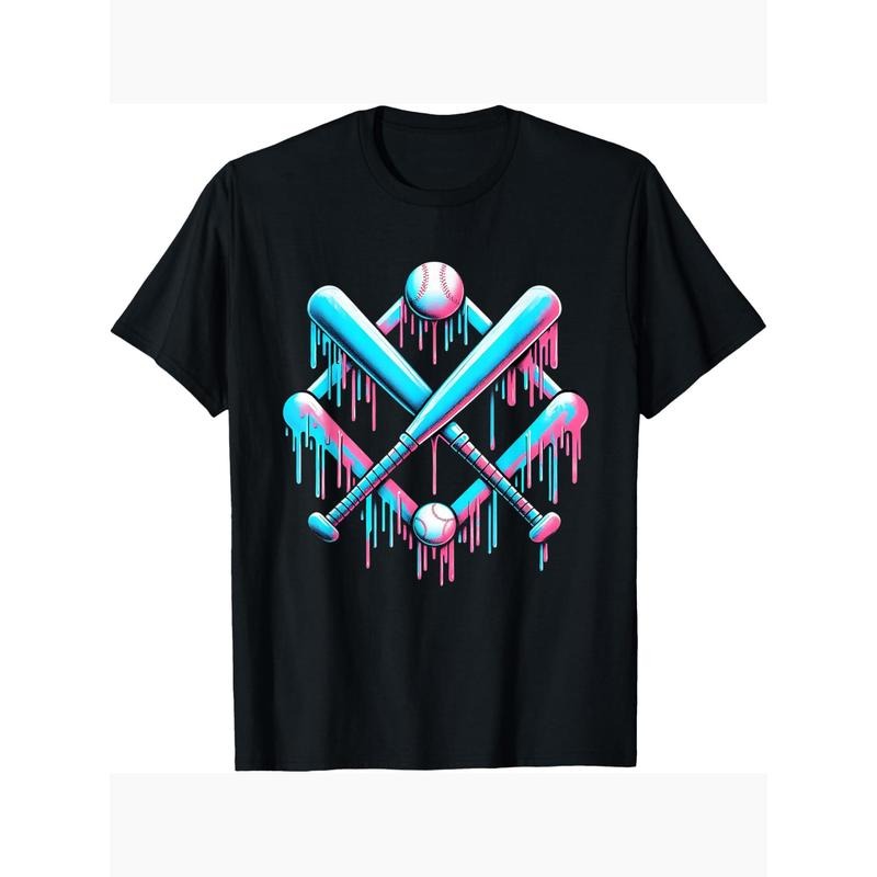 Boys' Baseball-Inspired Cotton T-Shirt with Ice Cream Print